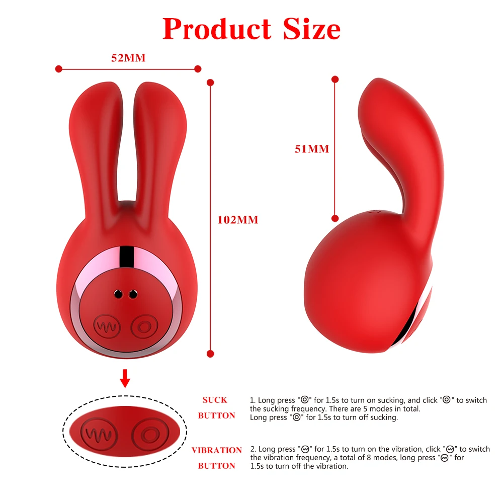 Clitoral Sucking Rabbit Vibrator with 8 Vibration & 5 Suction Modes Nipples G Spot Stimulator Adult Couple Sex Toys for Women 18