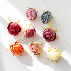 100Pcs Artificial Flowers Tea Buds for Wedding Decorative Christmas Wreaths Home Decorations Diy Gifts Box Handicrafts Silk Rose