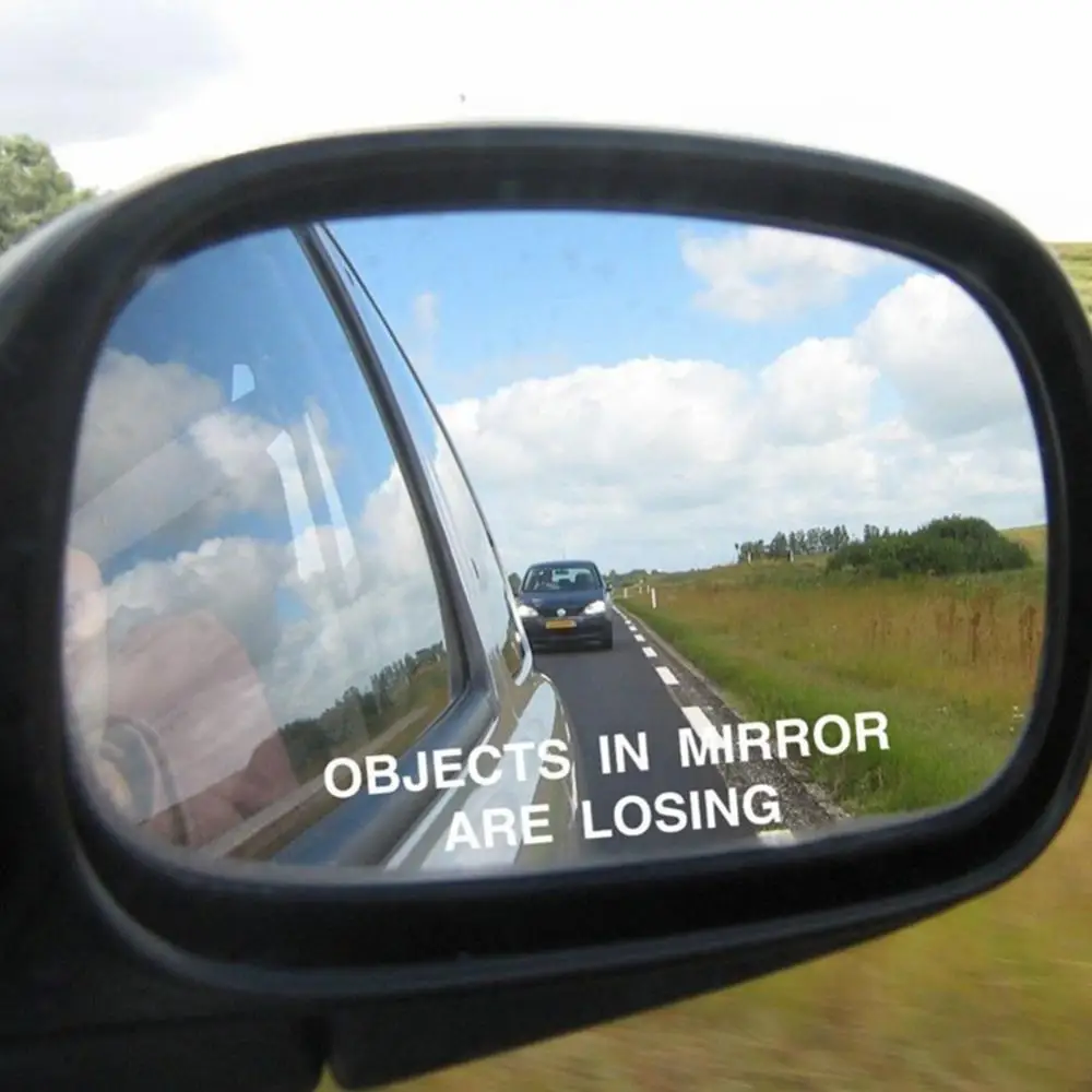 

2 Pcs OBJECTS IN MIRROR ARE LOSING Car Stickers Rear View Mirror Vinyl Decal