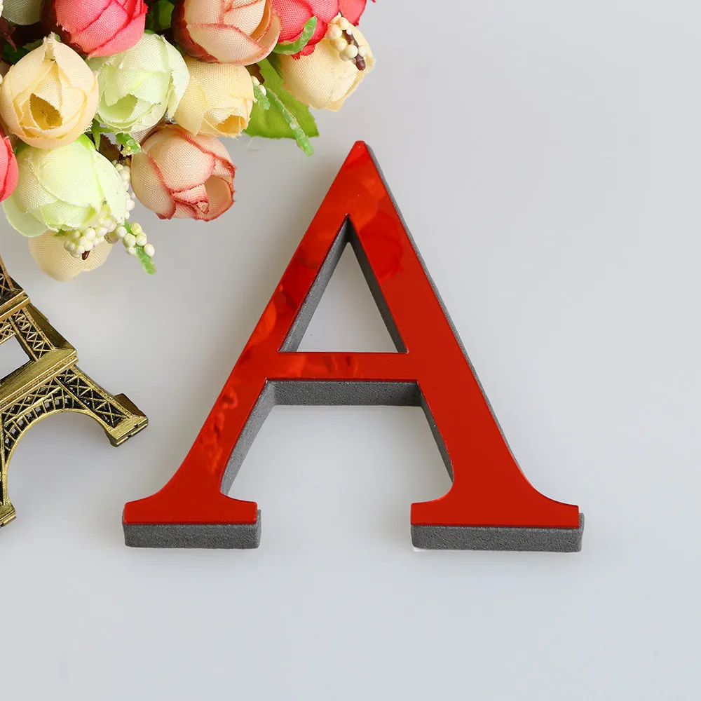 Autocollants de Lettres de l'Alphabet localité en Acrylique, Décorations Murales, Miroir 3D, Nom de Bricolage, pour ixde Mariage, Décalcomanies de Décoration de Maison, 20cm