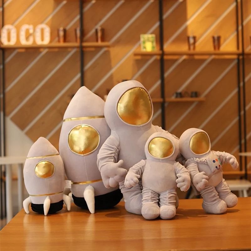 Juguetes de peluche de la serie espacial de simulación, muñeco de peluche de astronauta, astronauta, cohete, Nave espacial, sofá, almohada, regalos