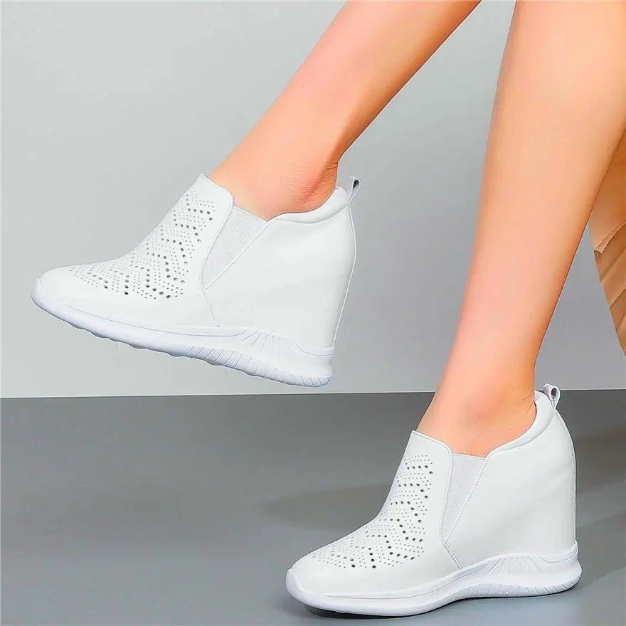 

Casual Shoes Women's Genuine Leather Fashion Sneakers Breathable Ankle Boots Wedge High Heels Party Oxfords 34 35 36 37 38 39 40