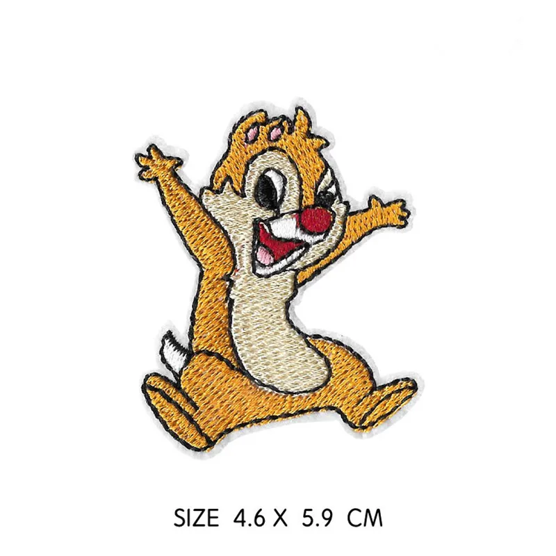 Miniso two Squirrel Chip and Dale Cartoon Iron on Lovely Embroidered Cloth Patch For Girls Boys Clothes Stickers Apparel Garment