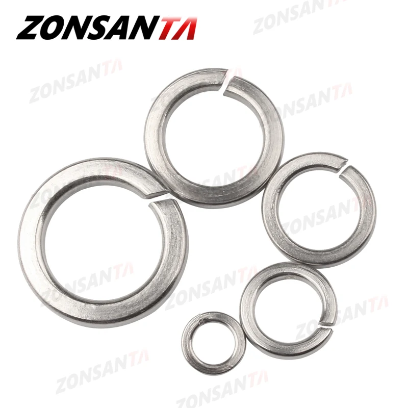 ZONSANTA A2 304 Podkładka zabezpieczająca ze stali nierdzewnej z dzieloną sprężyną Elastyczna uszczelka M1.6 M2 M2.5 M3 M4 M5 M6 M8 M10 M12 M16 M20 GB93 — zdjęcie 4