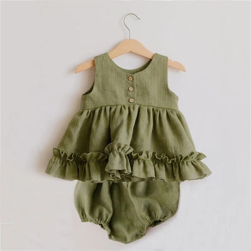 Baby Clothes Girl Set Sleeveless Summer Sleeveless Baby Dress + Short Organic Cotton Newborn Baby Shorts Baby Girl Clothes Set