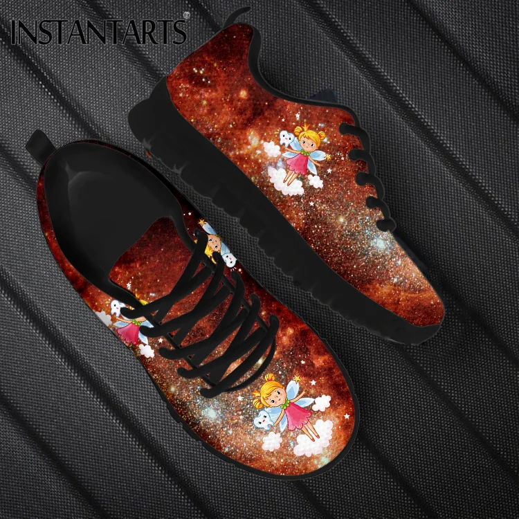 INSTANTARTS Casual Flats Shoes Lightweight Beautiful Dental Tooth Angel Brand Design Mesh Lace Up Comfortable Footwear For Men