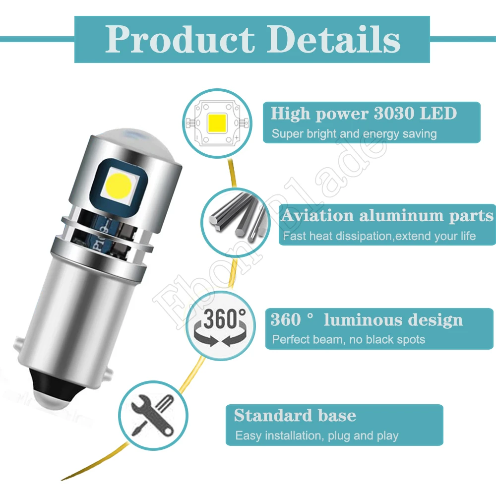 2Pcs BA9S T4W Led Lamp 12V 24V BAX9S H6W H5W BAY9S H21W Auto Mistachterlicht Auto reverse Parking Lights Interieur Koepel Lampen Wit