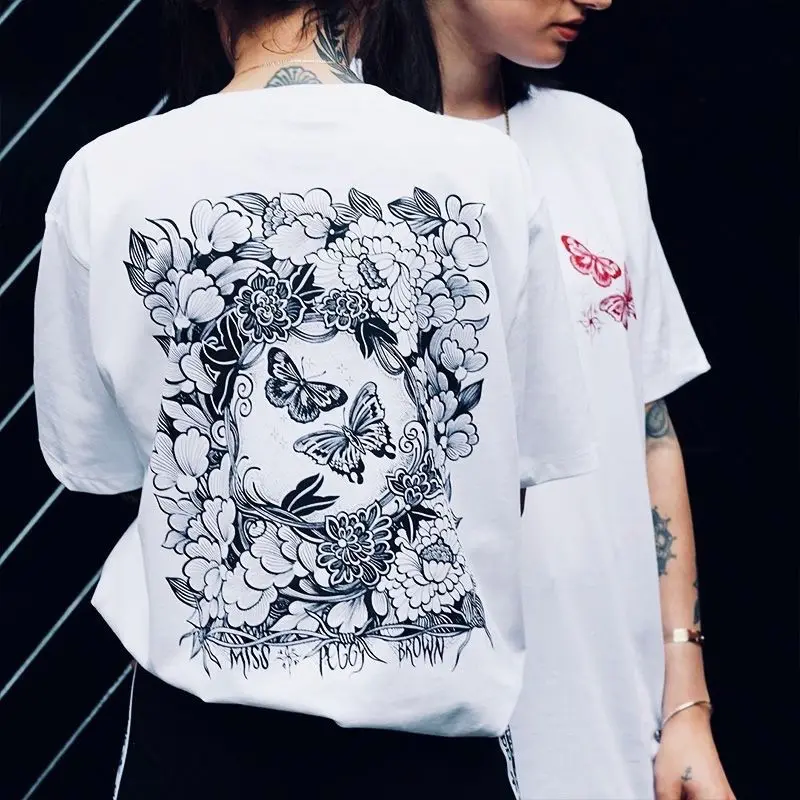 

Butterfly Print Funny Graphic T Shirts Women Harajuku Goth Shirts For Women 2021 Summer Fashion Clothing Ladies Tees For Woman