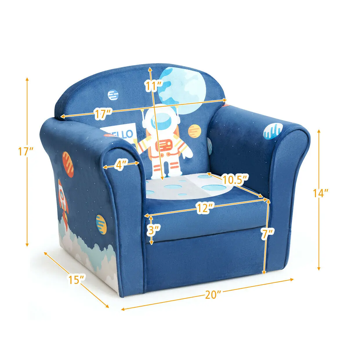 Sofa Astronot Anak-anak Sofa Sandaran Tangan Anak-anak Kursi Berlapis Furnitur Balita HW65434