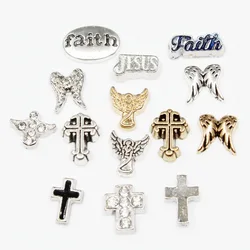 20pcs/lot Faith Angels The Cross Jesus The Virgin Enamels Floating Charms For Glass Lockets Memory Pendant Jewelry