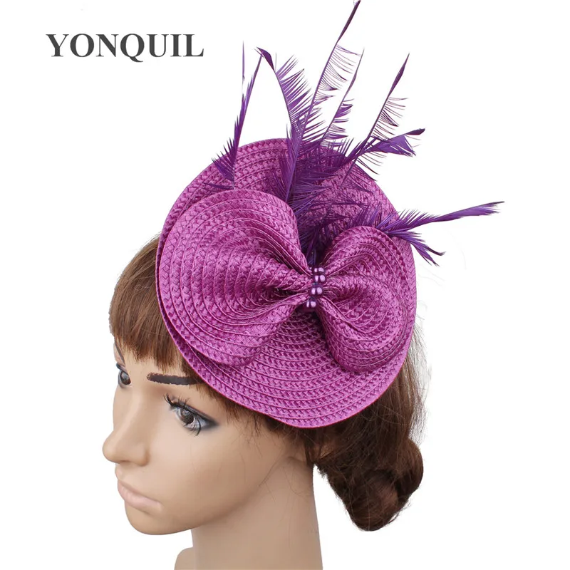 Imitation Straw Ladies Fascinators Hat Accessories Hair Women Elegant Wedding Church Tea Fashion Headwear With Hair Clips SYF565