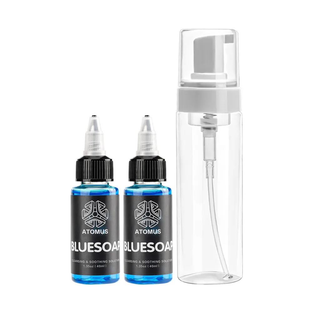 2Pcs 40Ml Blue สบู่ Soothing Solution ขวดทำความสะอาด Body Aftercare Tattoo Studio Supply เครื่องมือ Tattoo Kit