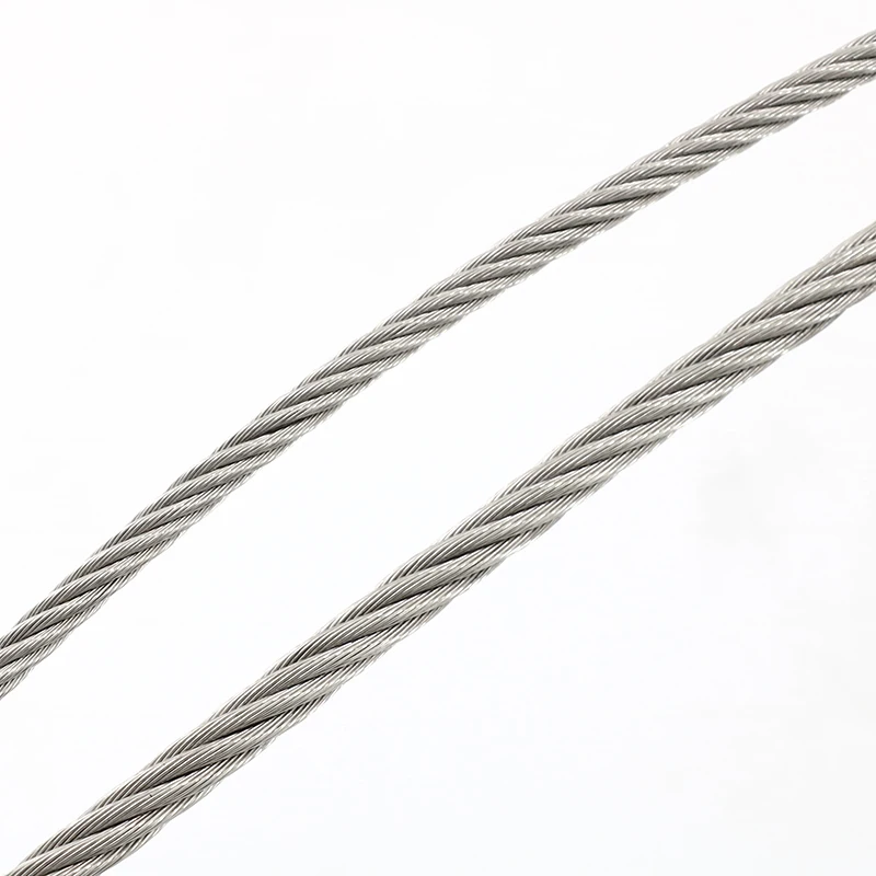 Corda de fio de aço inoxidável, 304 m/10m, levantamento de pesca macio, cabo de 1/8 pol. 7x19 varal de roupas, diâmetro 3mm/4mm