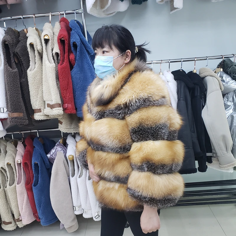 2021 New Women\'s Real Fox Fur Coat Natural Fur Luxury Winter Thick Warm Coat Girl Real Fur Jacket