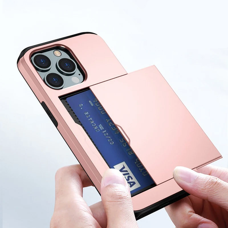 iK05 For iPhone 13 12 11 Pro Max Mini X XR 8 7 Plus SE 2020 Luxury Drop Resistant Card Slot Wallet Mobile Phones Smartphone Case