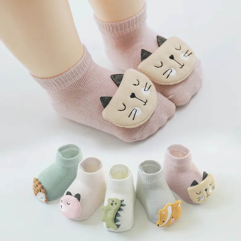 Toddler Indoor Sock Shoes Newborn Baby Cotton Socks Cute Animal Doll Floor Sorks Anti Slip Floor Kids Toddlers Funny Sock