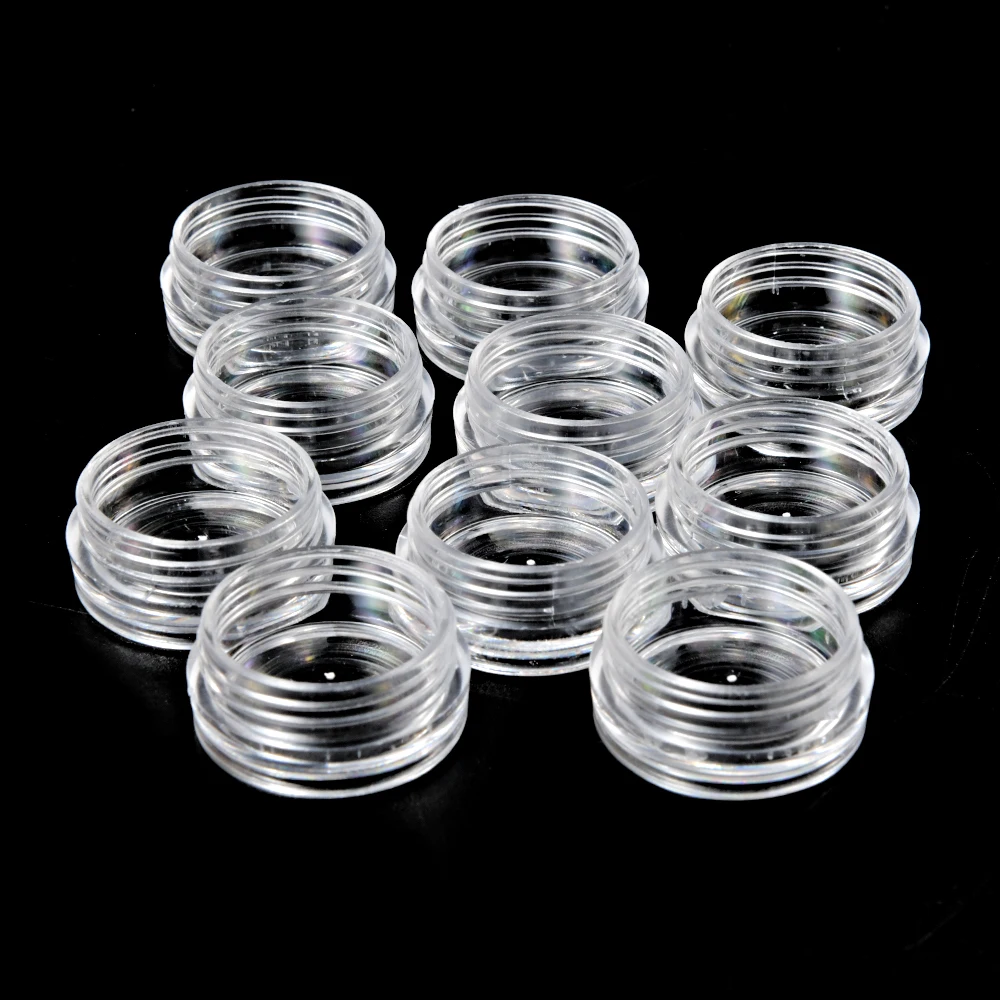 50Pcs 2.5ML scatola di immagazzinaggio di perline di gioielli in plastica trasparente piccoli vasetti di contenitori rotondi compongono scatole per Organizer scatola di immagazzinaggio organizzatore