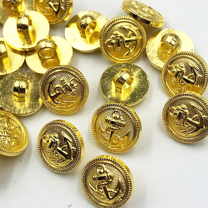 20PCS/pack 13/15/20MM Gold Anchor Buttons Plastic Sewing Accessory Shank Button Garment Clothing PH336