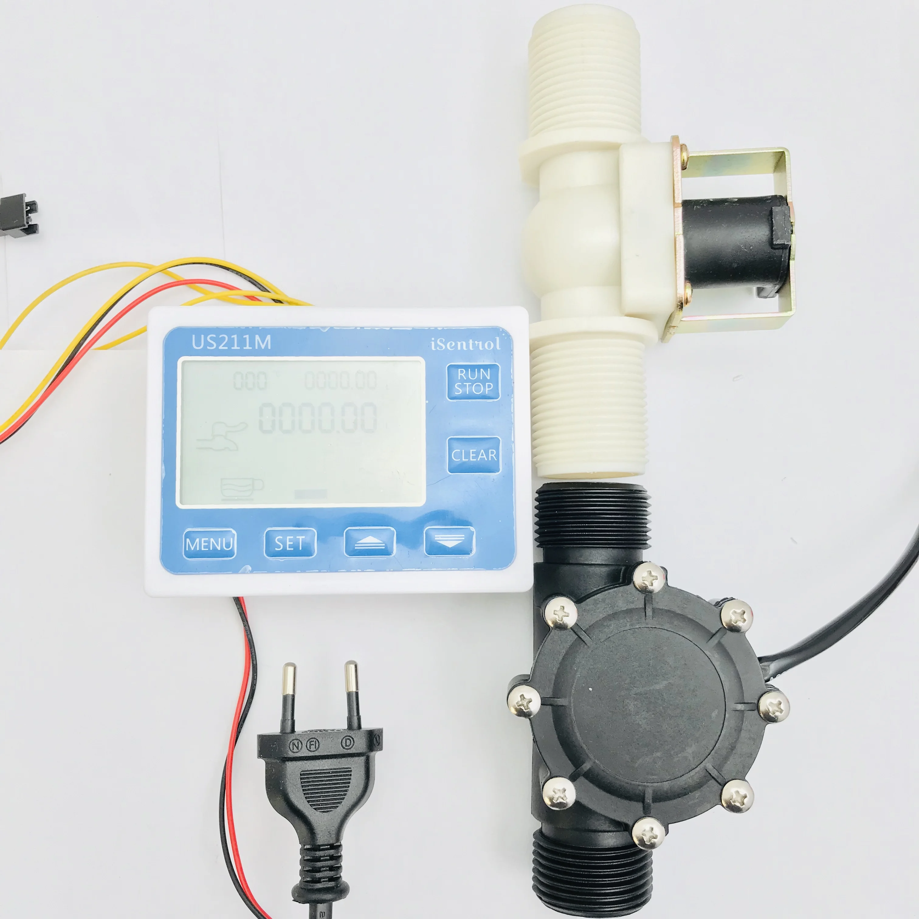 

US211M-N10TA G1" Hall Water Flow Sensor Reader Flow Reader Dosage Controller with G1" Solenoid Valve and USN-HS10TA sensor