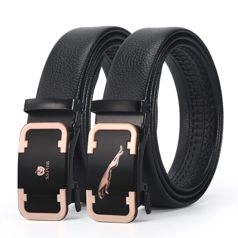 

Famous Brand Belt Men Leather Belts for Men Strap Male Metal Automatic Buckle 110-150cm