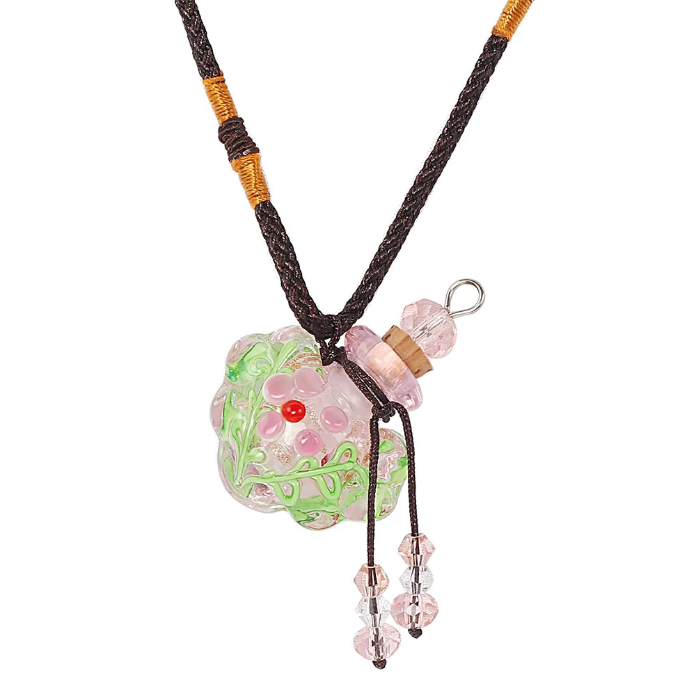 QIANBEI Lampwork Szklany naszyjnik Dyfuzor olejków eterycznych Butelki perfum Butelki perfum samochodowych, butelki do przechowywania cennych przedmiotów