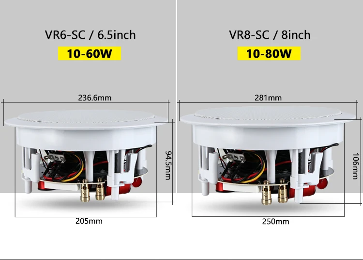 Haut-parleur de plafond avec son de haute qualité, taille découpée, touriste, bobine vocale, 205 amaran, 8 amarans, corne de variole, 8 ohms, 6.5mm