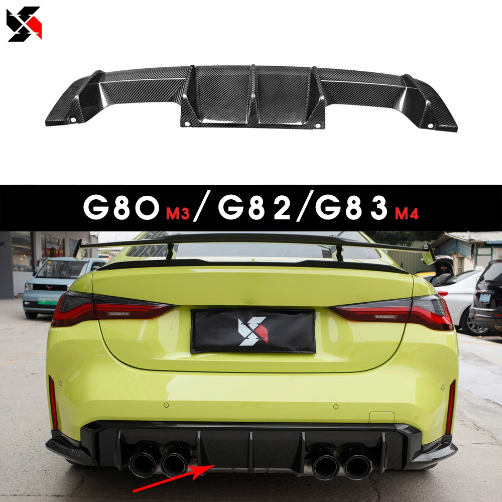 Real Dry Carbon Fiber M3 M4 Car Styling Rear Bumper Lip Diffuser Body Kit For BMW Coupe Sedan Convertible G80 G82 G83 2021-