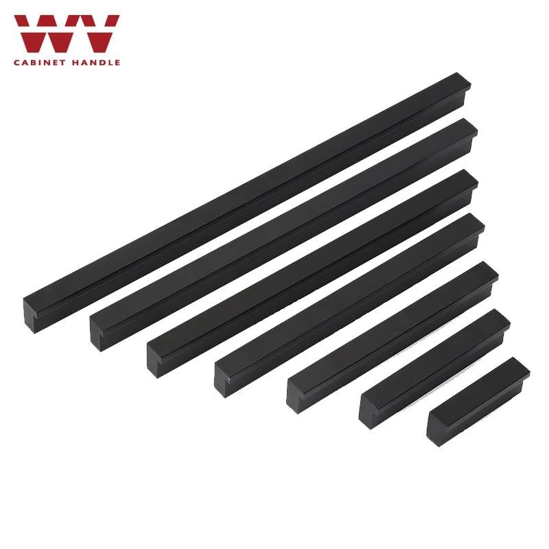 WV Kitchen Cabinet Storage Door Handles 500mm Black Dressers Closet Drawer Cupboard Pulls Drawer Knobs Furniture Room Hardware