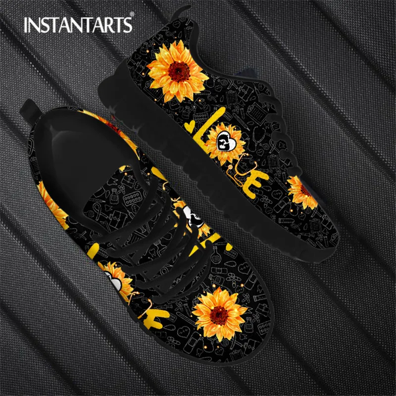 

Colorful Sunflower Print Women Sneakers Brand Design Unisex Lace Up Woman Flats Shoes Man Casual Shoe Breathable Ladies Sneaker