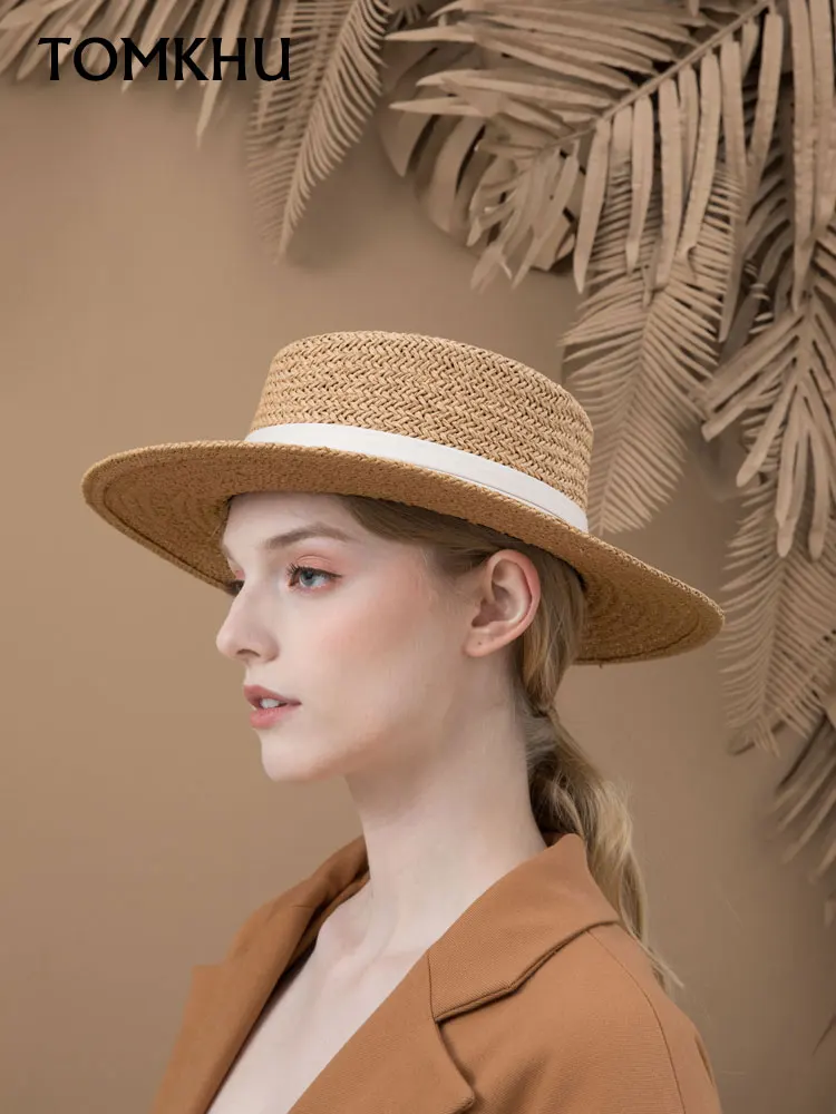 New Casual Handmade Straw Beach Hat For Women Summer Holiday Panama Cap 2020 New Fashion Concave Flat Sun Protection Visor Hat