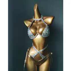 2021 venus vacation diamond swimwear rhinestone bikini set sexy women bathing suit push up beachwear