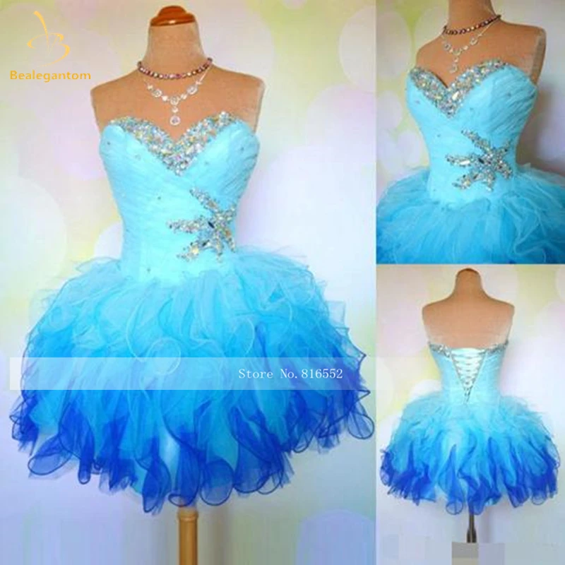 Bealegantom Kleurrijke Op Voorraad Sweetheart Organza Korte Homecoming Jurken 2022 Sweetheart Mini Graduation Party Prom Gown