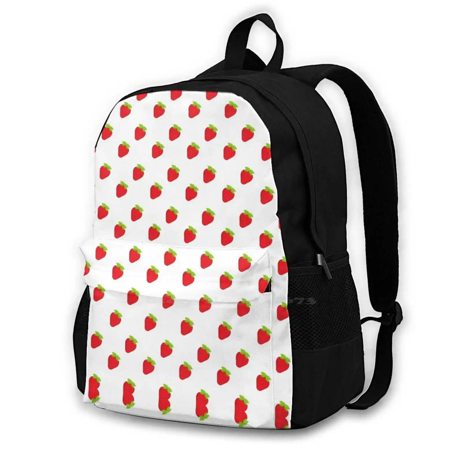 

Strawberry Print Hot Sale Schoolbag Backpack Fashion Bags Strawberry Pink Cute Kawaii Food Drink Fruit Aesthetic Funny Green