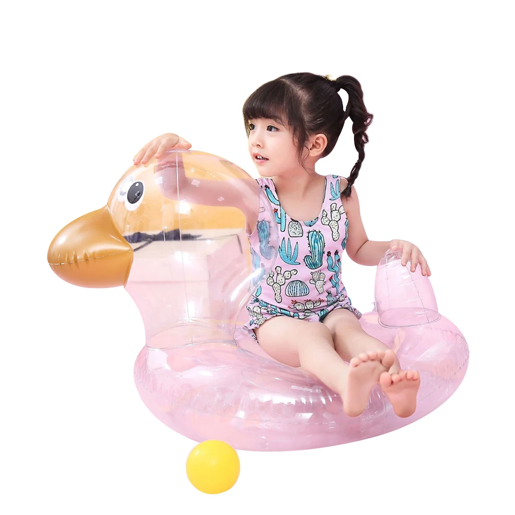 Cute Duck Swim Ring Summer Baby Inflatable Floating Ring Transparent Photography Props Swimming Pool Accessories Kids Floats