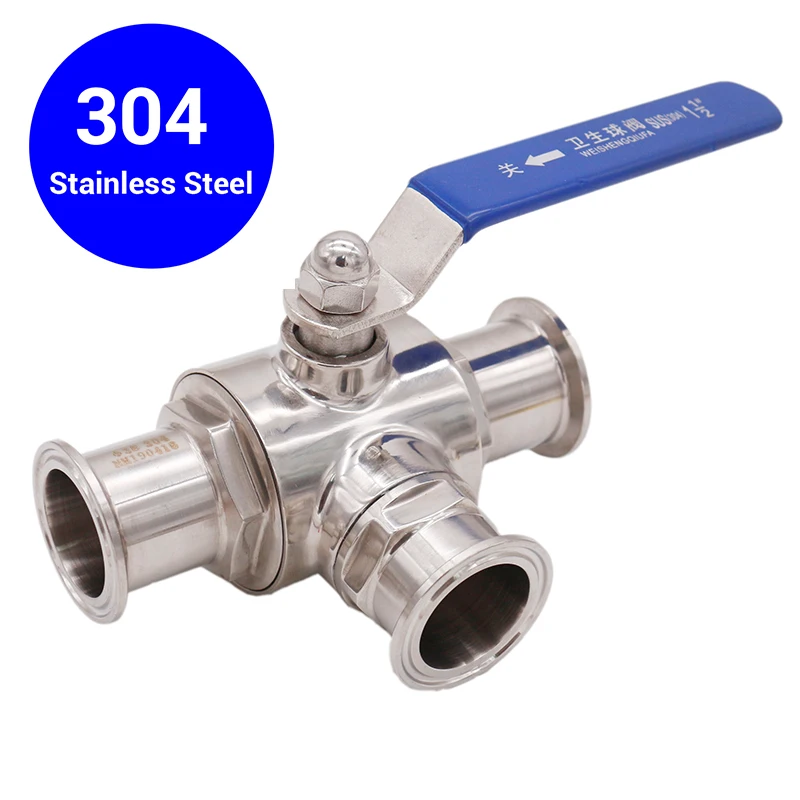 

1.5" Tri-clamp 3-Wa Ball Valve Flat Handle Full Port 50.5mm OD 304 Stainless Steel Homebrew Hardware