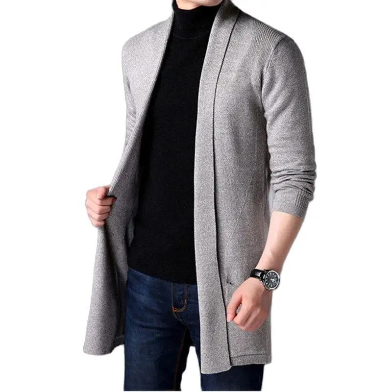 FAVOCENT Men cienkie dzianiny sweter sweter wiosna jesień solidny sweter wydłużana, długa rękaw mężczyzna Slim Fit sweter sweter