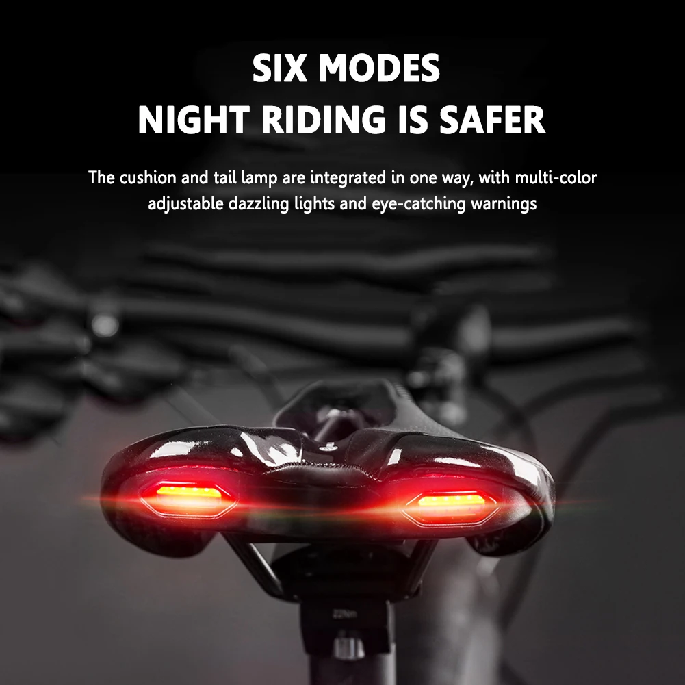 

Durable Bicycle Saddle with USB Charging Light Mountain Road Bike Seat Cushion Warning Lights Outdoor Cycling Supplies