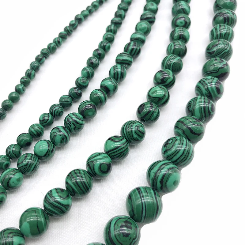 Natural Green Malachite Stone Round Loose Beads 4 6 8 10 12 14mm For Jewelry Making Bracelet Necklace Diy  Strand 15\