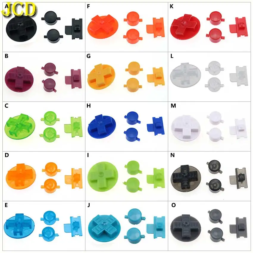 JCD 1Set Plastic Colorful Buttons Set Replacement For Gameboy GB GBO DMG Power ON OFF Button A B D Pads Buttons