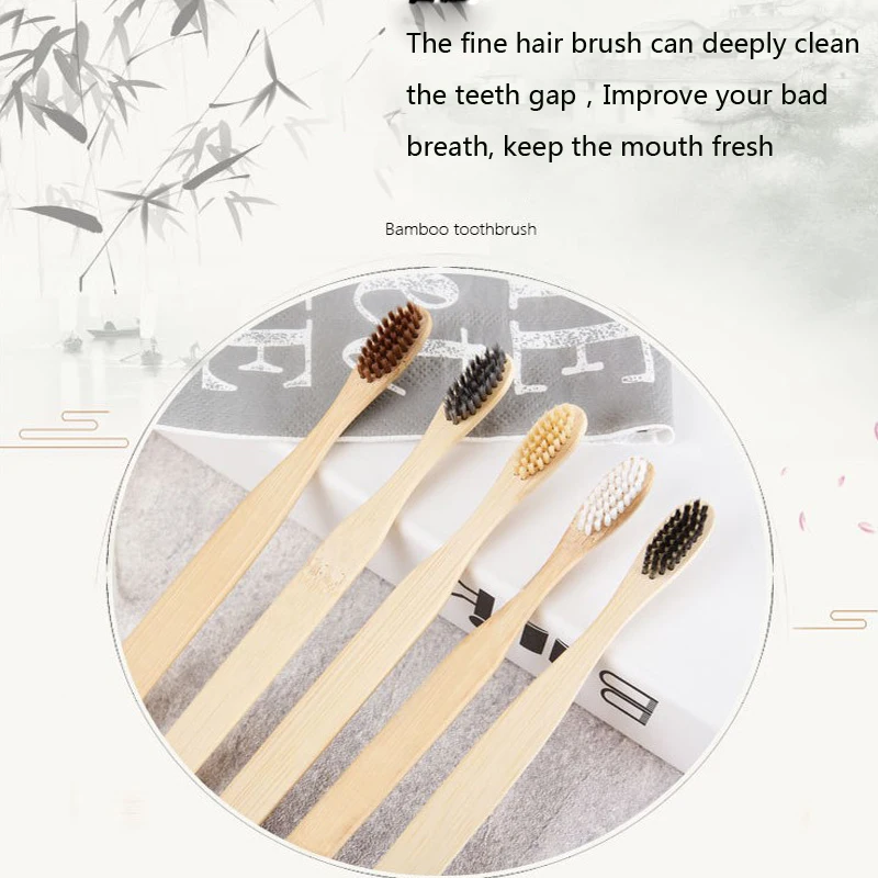 

1Premium Bamboo Wooden Toothbrushes BPA Free Vegan-Friendly Biodegradable Manual Medium Firm Bristles Kids And Adults Teethbrush