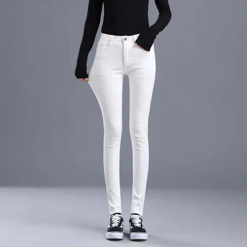 Woman Jeans Pants Jeans Pencil Pants Stretch White Skinny Tappered Pants Pantalones Vaqueros Mujer