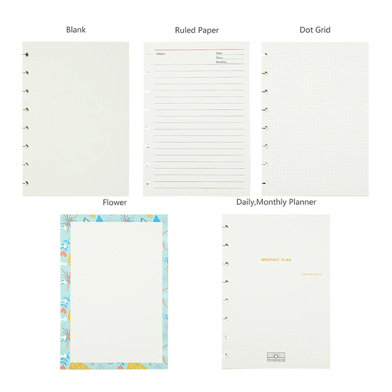 A5 Loose Leaf Notebook Paper Refill Mushroom Hole Notepad Inner Paper Core/Refilling Inner Paper Planner Inner Page Inside Paper