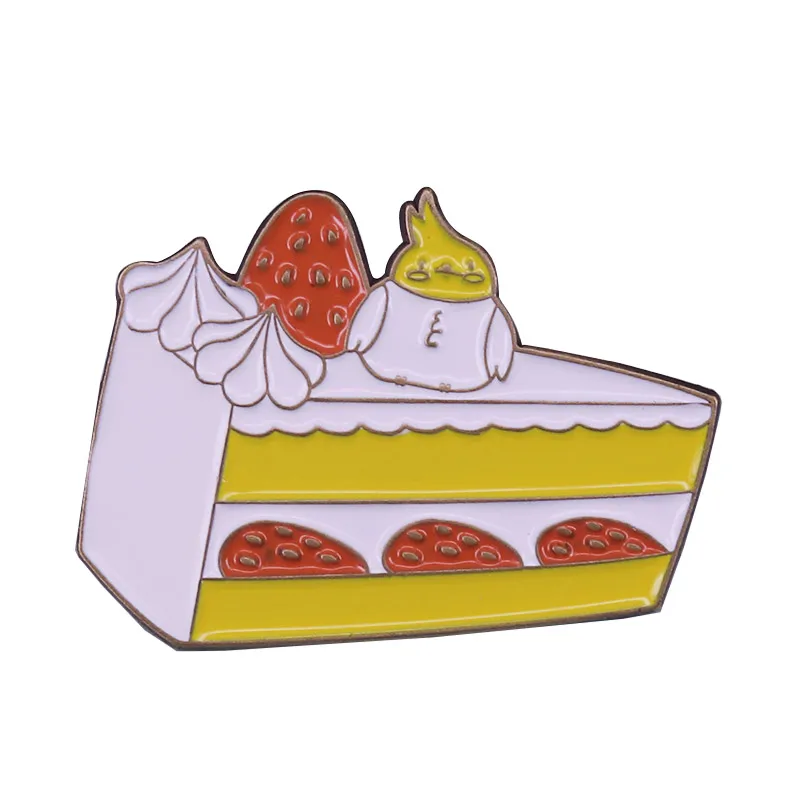 Strawberry Cake Pin Cute Bunny Dessert Cream Artist Flair Addition