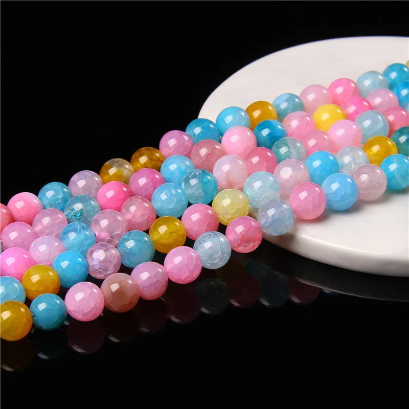 Fashion Trend Natural Agat Stone Bead Pink Morgan Fire Dragon Veins Agates Cracked Beads For Jewelry Making Bracelet Accessories