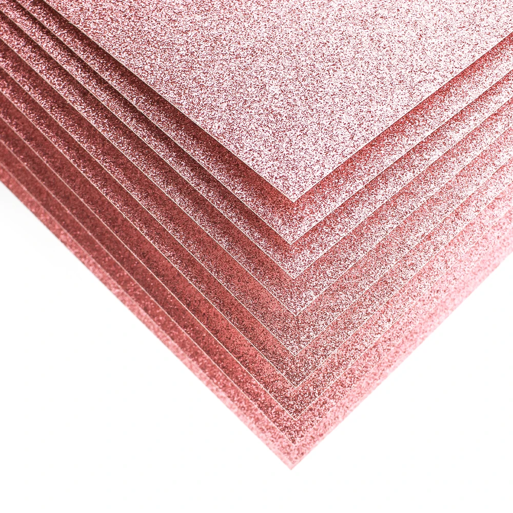 Shiny Pink Glitter Cardstock Paper, 10 Sheets A4 Single Sided Sparkle Card Stock for Crafts (8*12inch)