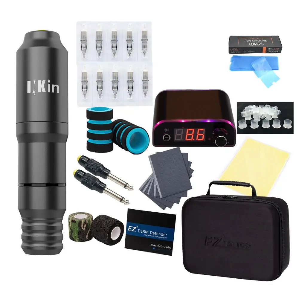 Tattoo Kit INKIN Mato/Fato Permanent Makeup Rotary Tattoo Pen Machine Power Supply Foot Pedal Swith Cartridge Needles