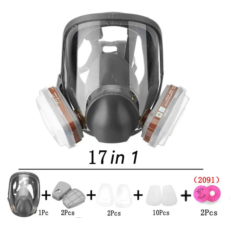 Dustproof Full Face Gas Mask Industrial Painting Spraying Respirator With Filter Safety Work Formaldehyde Protection 17 In 1