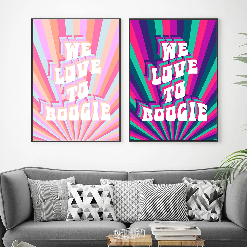 We like Boogie Wall Art 70s Retro Music Poster Lyrics Abstract Prints Modern Canvas Painting Living Room Nordic Home Decoration