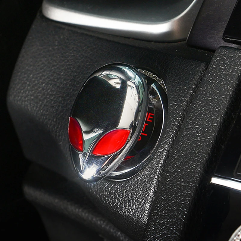 Car Engine Ignition One-key Start Stop Push Button Switch Button Protective Cover Sticker Auto Interior Alien Decor Accessories