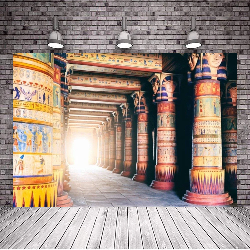 عمود حجر مصري فني ملون جدار رسم جدارية خلفية للتصوير الفوتوغرافي للكتابة المصرية القديمة خلفية الديكور الداخلي
